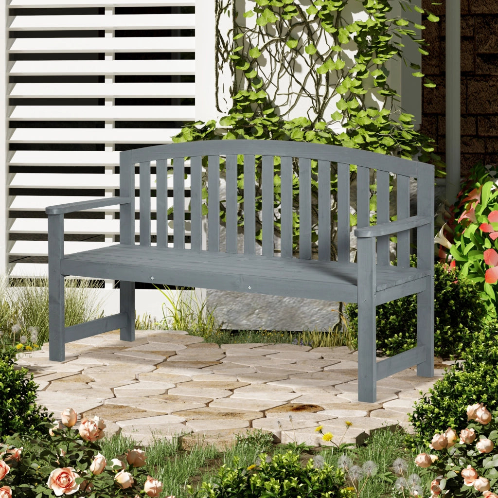 Panchina da giardino 2 posti ¨C zephmum ¨C Legno massello, grigio 143x51x85 cm
