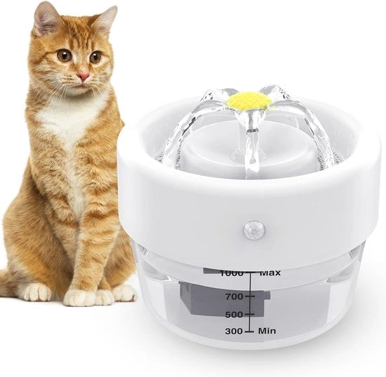 Fonte automatica per gatti a radio con sensore infrarosso e 2 modalità di flusso d'acqua