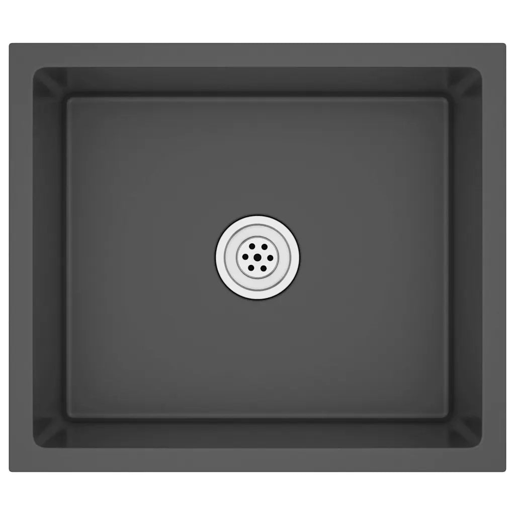 Lavello da Cucina Artigianale Nero in Acciaio Inox 51503