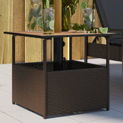 vidaXL Tavolo Giardino Foro Ombrellone Marrone 55x55x46,5cm Polyrattan