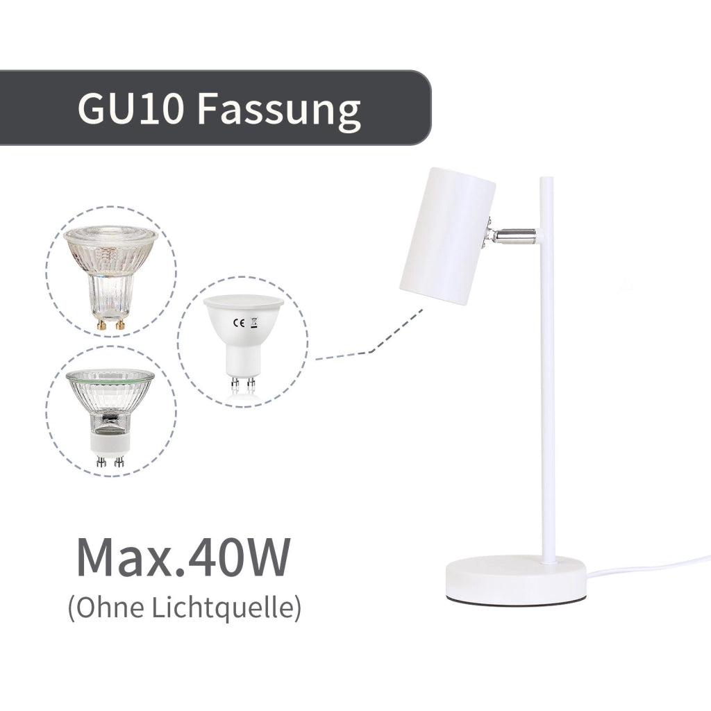 ZMH Lampada da tavolo metallo girevole 350° GU10 per soggiorno scrivania