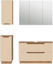 Set di mobili da bagno Lotta, Cachemire, 99.4 cm, composto da mobile sottolavabo, specchiera, armadio medio e pensile
