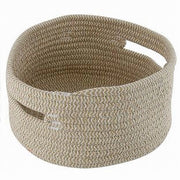 Trade Shop - Cestino Con Manici Portaoggetti Cesto Tessuto Intrecciato Rotondo 24x11 Cm 10636 -