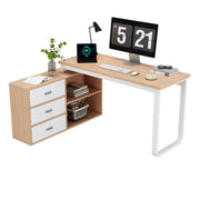 Scrivania con 3 cassetti e 2 vani aperti - in MDF e metallo - 147×100×75.3 cm - naturale