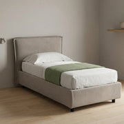 Bruino, Letto Singolo Sfoderabile Made in Italy, Grigio Tortora