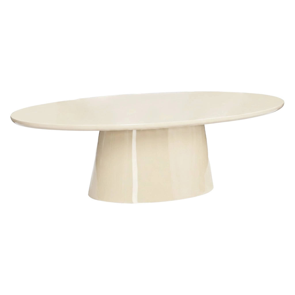 Tavolino ovale finitura lucida, crema