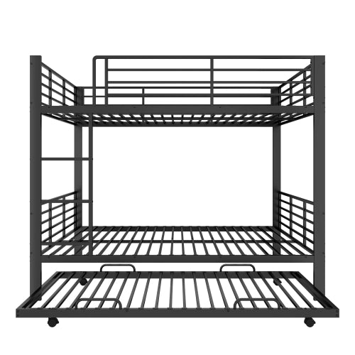 Castello in metallo 140x200 con letto estraibile; sponde e scala; per bambini; nero