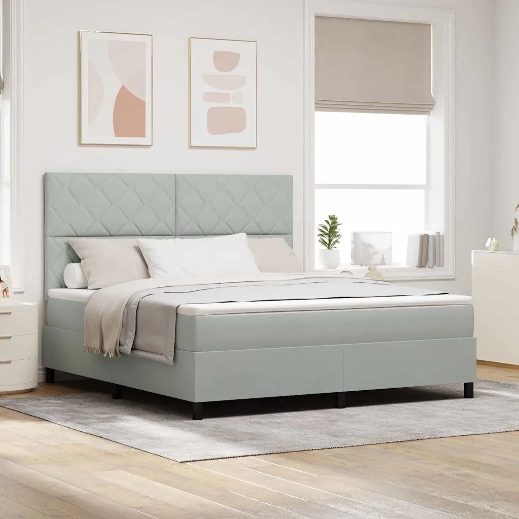Letto a Sorgente LED Grigio chiaro 180 x 200 cm Tessuto