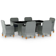 Set Pranzo da Giardino 7pz con Cuscini Polyrattan Grigio Chiaro cod mxl 44338