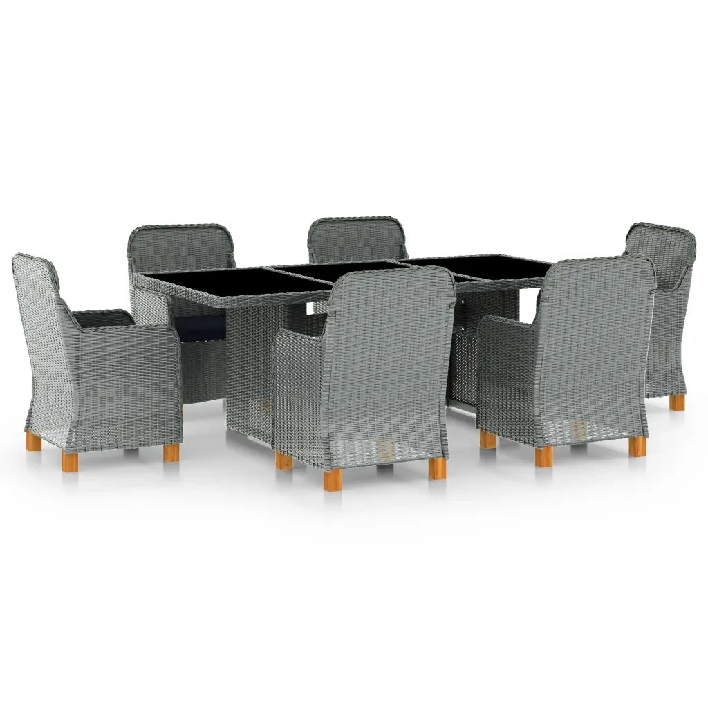 Set Pranzo da Giardino 7pz con Cuscini Polyrattan Grigio Chiaro cod mxl 44338