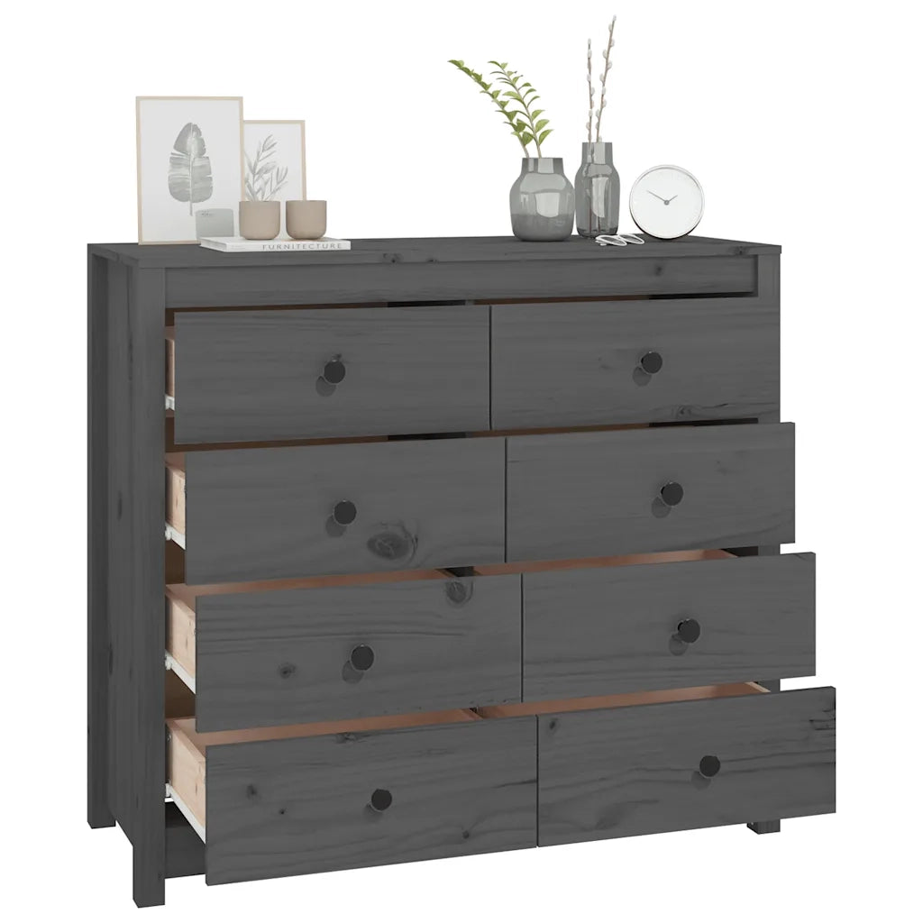 Armadietto Grigio 100x40x90 cm in Legno Massello di Pino 821771