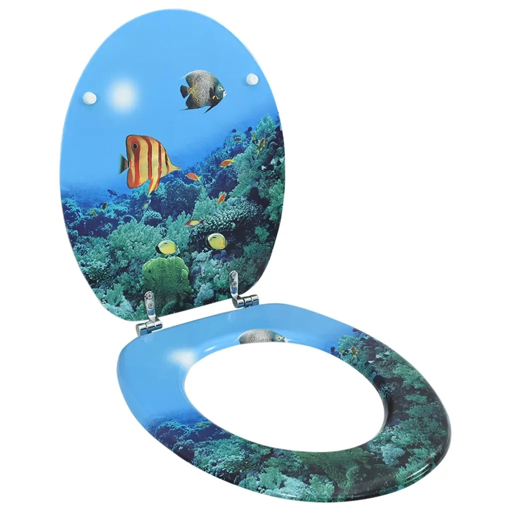 Tavoletta WC con Coperchio MDF Design Fondo Mare cod mxl 69202