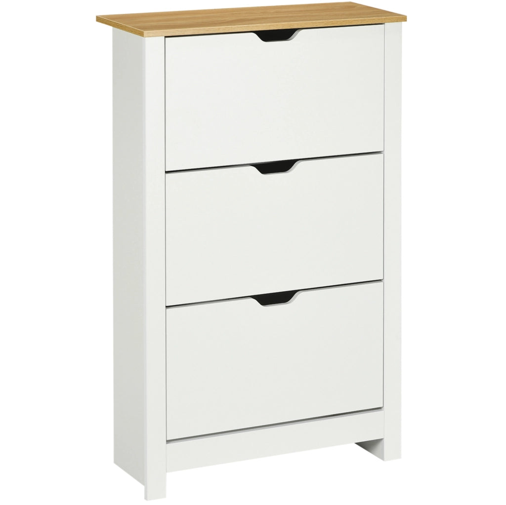 Scarpiera bianca a 3 cassetti, 72 x 26 x 112 cm
