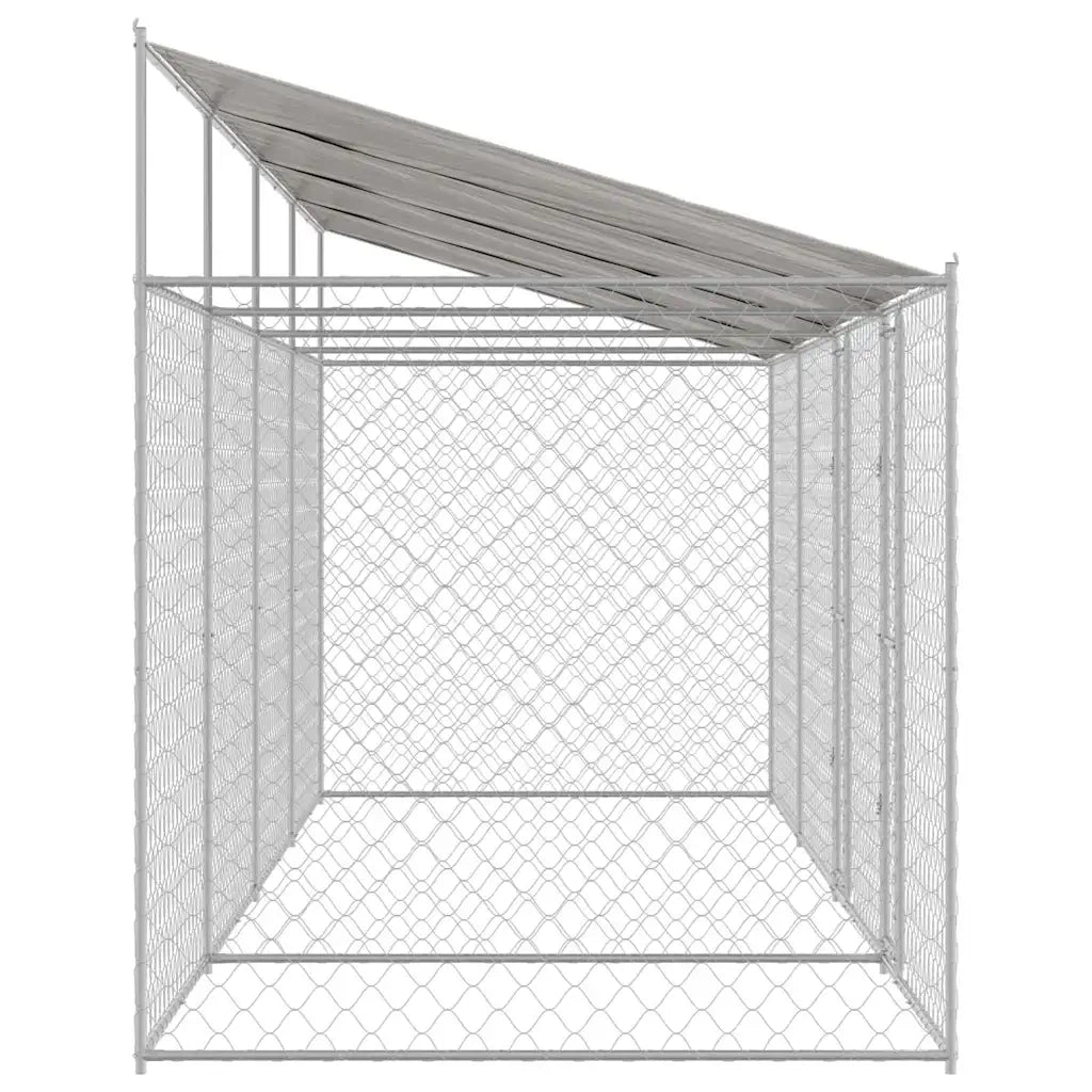Gabbia per Cani con Tetto Argento 800 x 200 x 256 cm 3368305