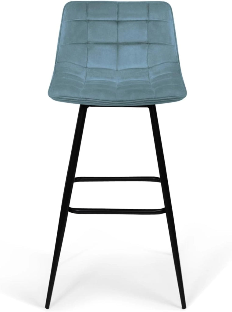Set di 4 sgabelli da bar MADY in velluto blu pastello, grigio chiaro, grigio scuro e rosa