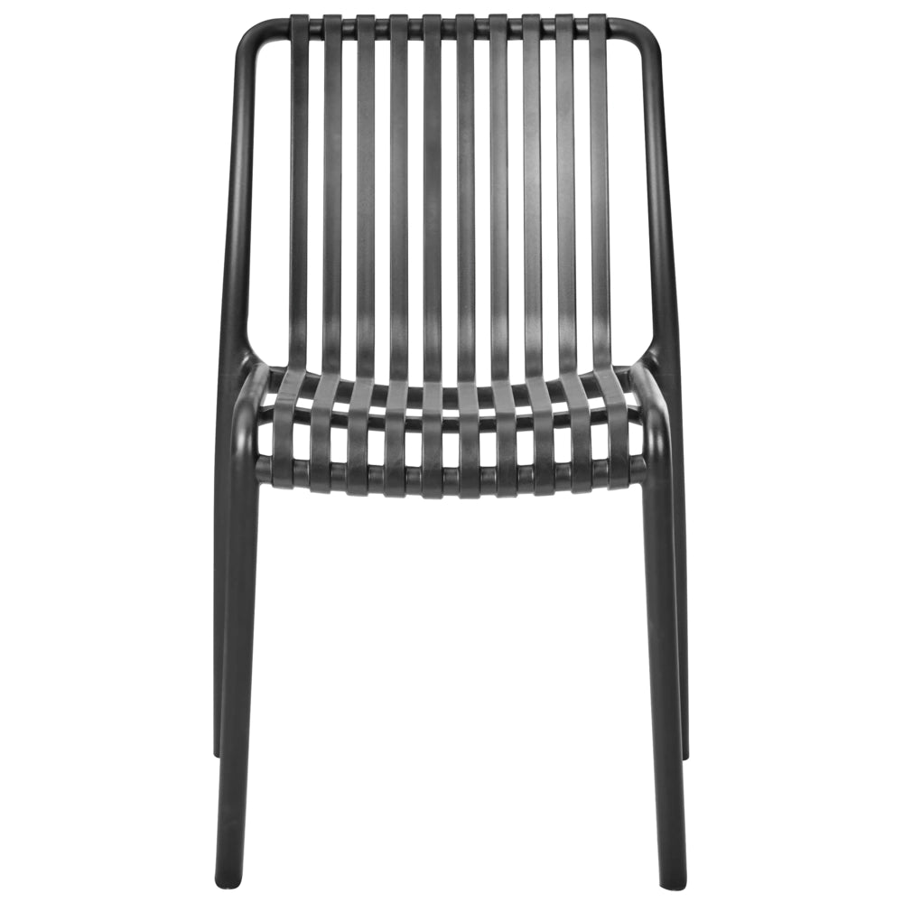 Set di 4 sedie da pranzo in plastica per interni e per esterni senza braccioli impilabili Nero stile minimalista