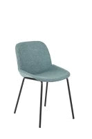 E-STYLO Sedia da pranzo in tessuto acquamarina e gambe in metallo nero, 57cm X 46cm H. 80cm.