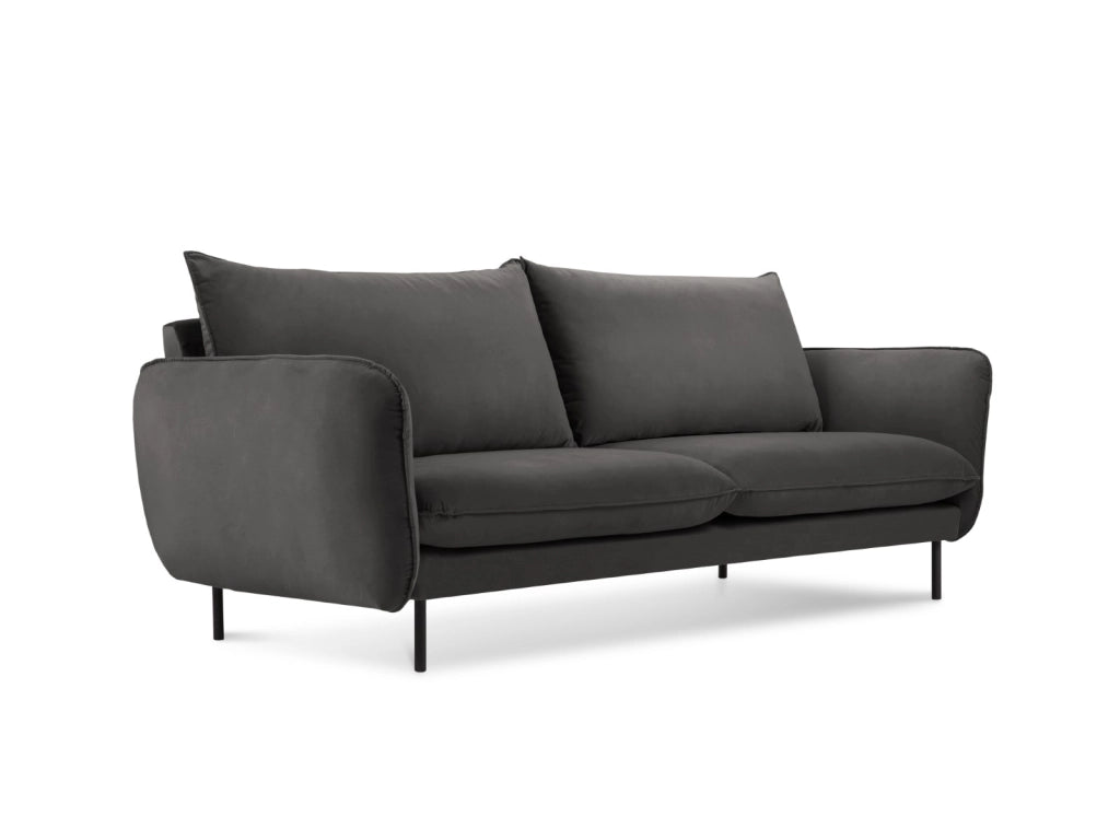 Cosmopolitan Design - Divano "Vienna" 2 posti in velluto grigio scuro 