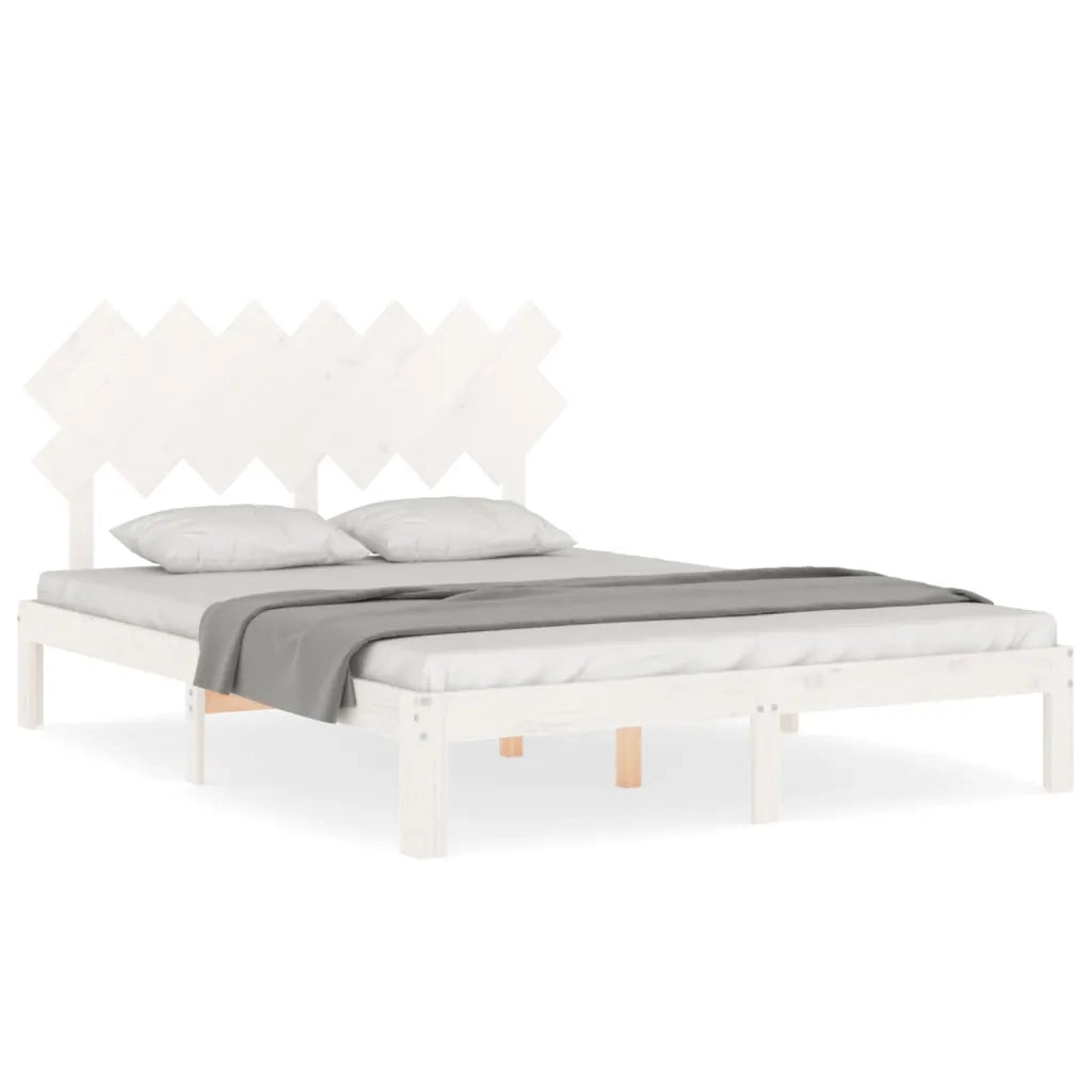 Giroletto con Testiera Bianco 140x190 cm in Legno Massellocod mxl 69571