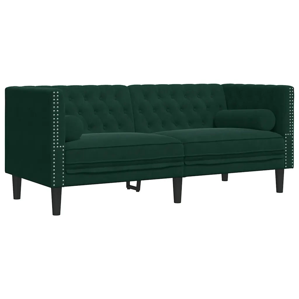 Set Divani Chesterfield 3pz con Cuscini Verde Scuro Velluto 3209283