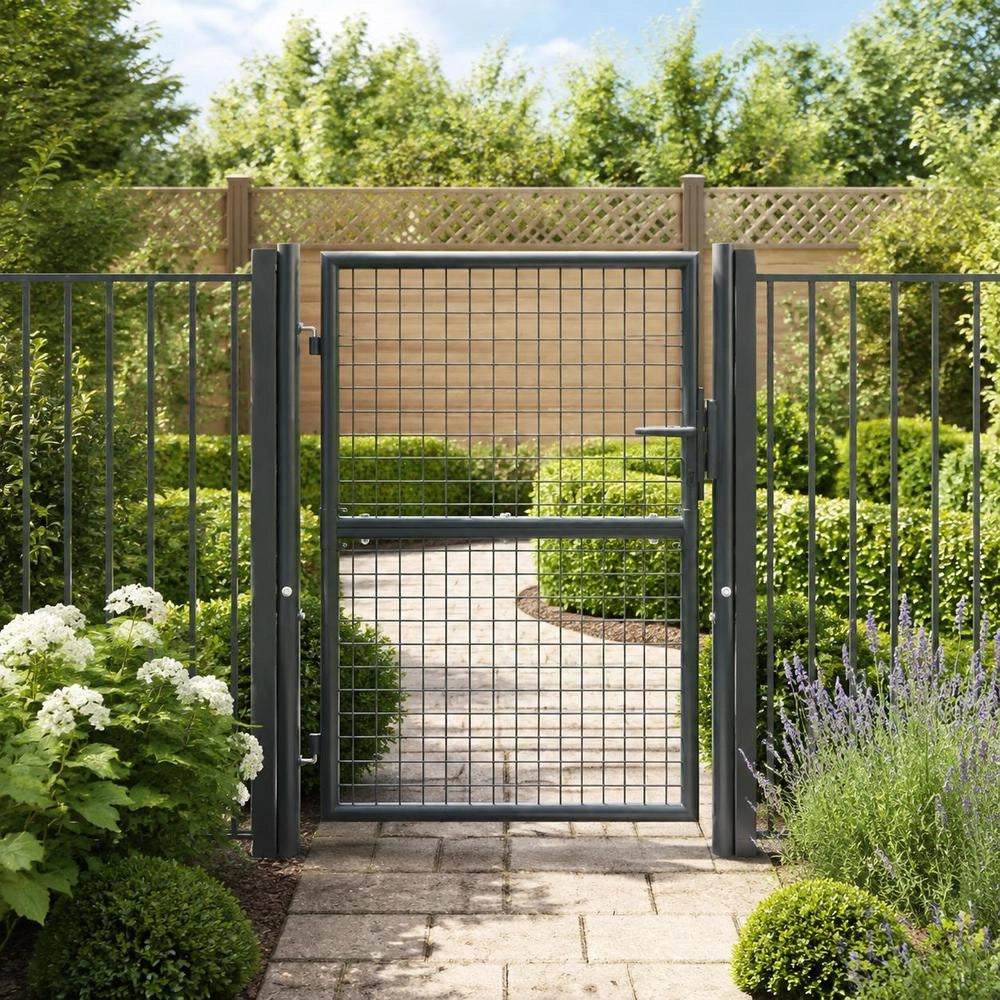 Grid Garden Gate, Galvanized Steel, 100 X 125 Cm, Grey