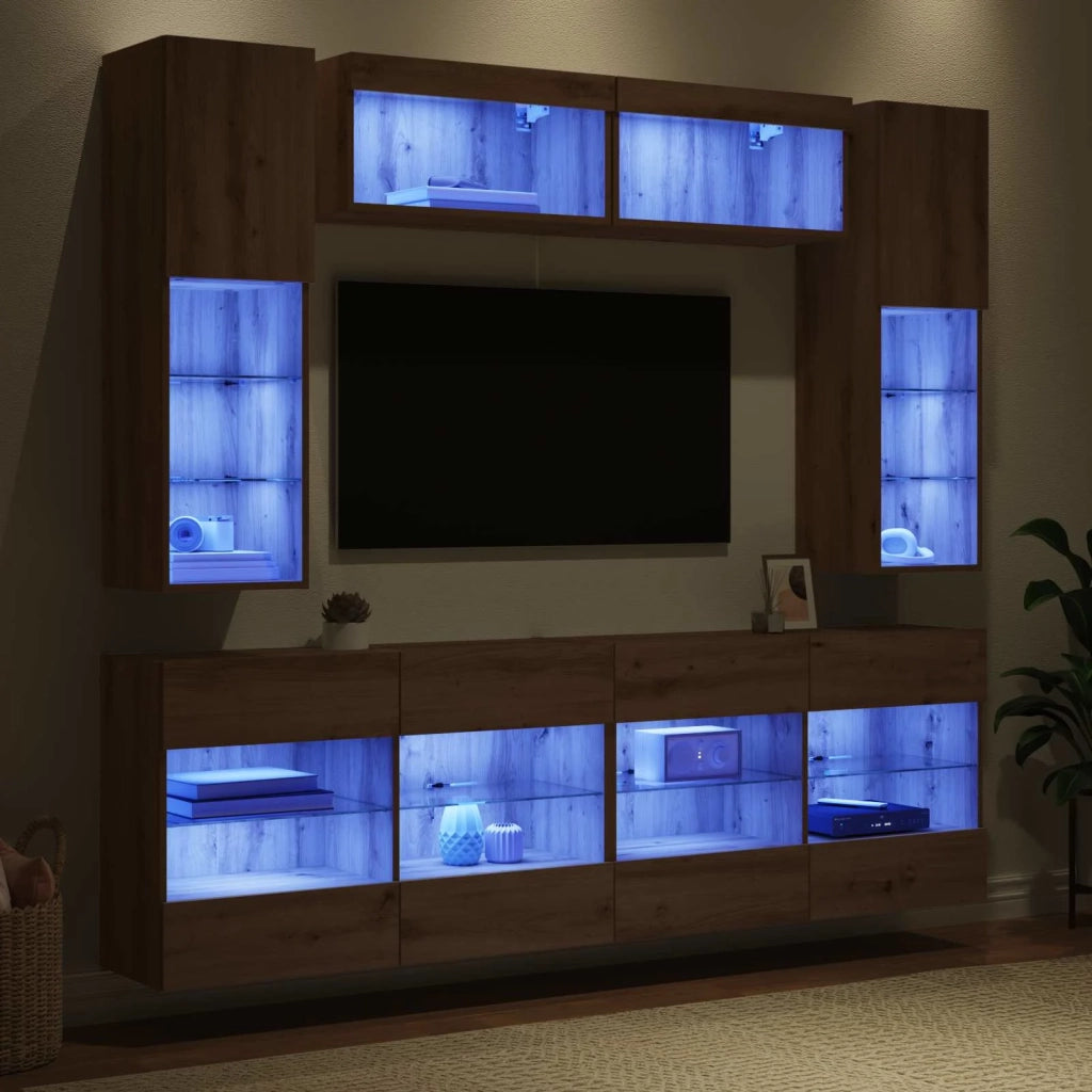 Set di Mobiletto da TV a Parete 6 pcs Rovere Artigianale