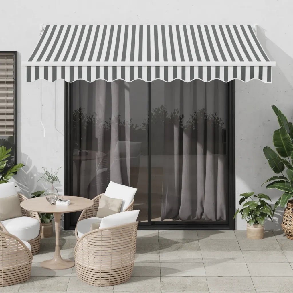 Tenda da Sole-Tenda parasole per balcone Antracite e Bianca 3x2,5 m Tessuto e Alluminio 459639