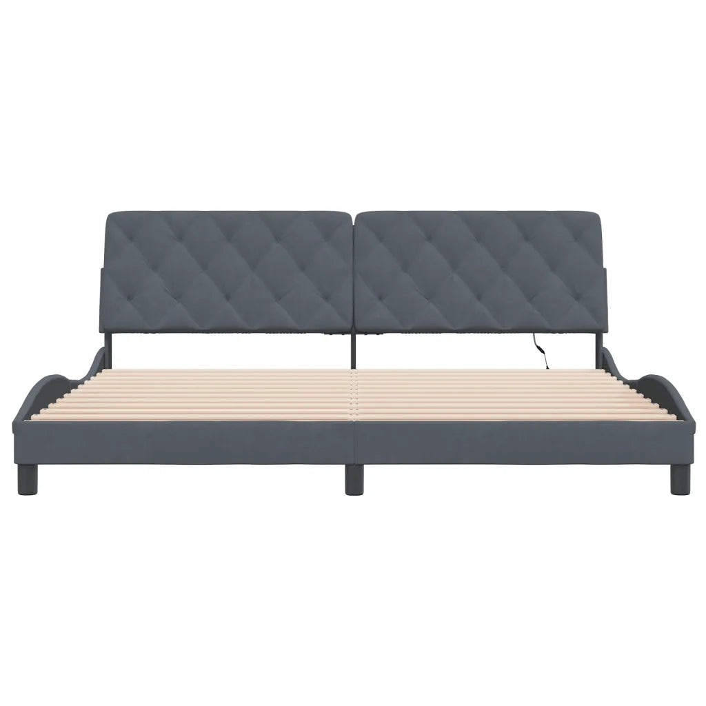 Giroletto con LED senza Materasso-Struttura Letto Grigio Scuro 200x200 cm in Velluto