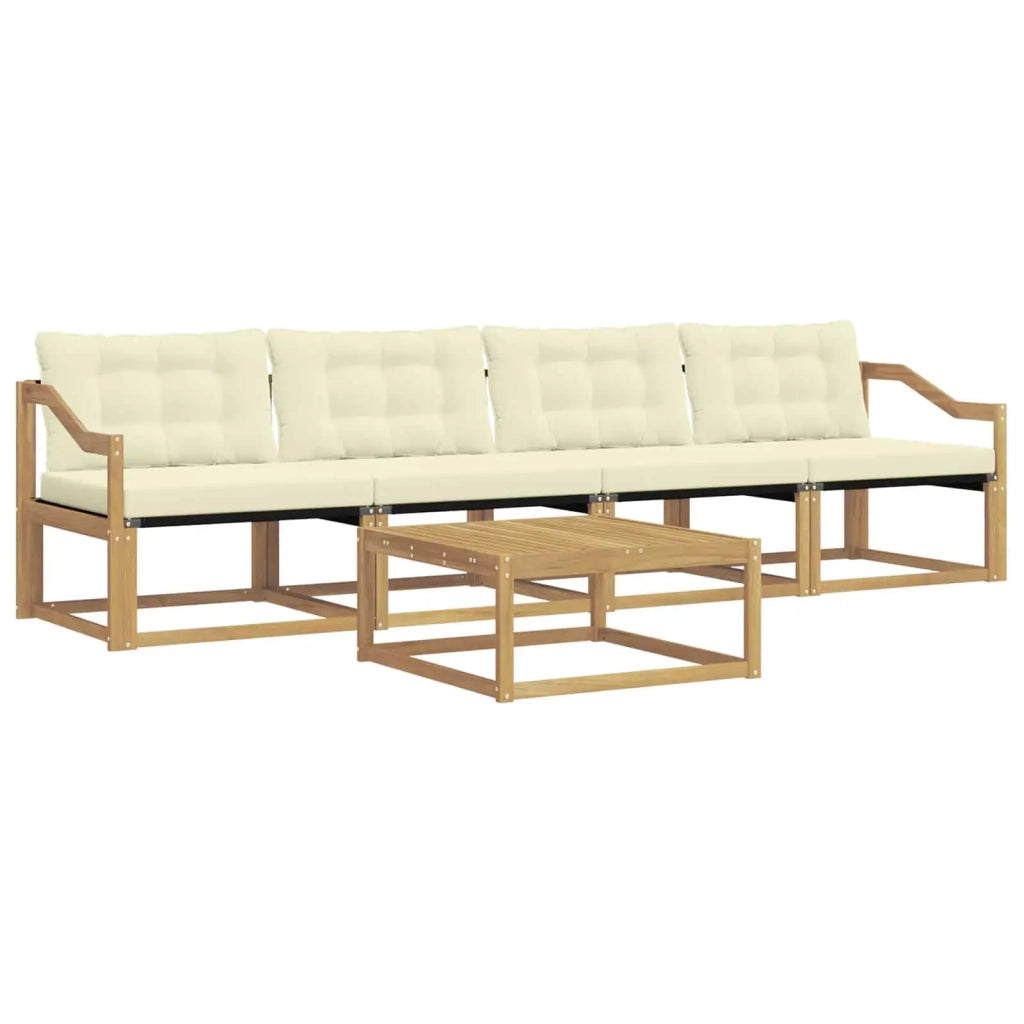 Set di divani da esterno 5 pcs Bianco e Crema 79 x 79 x 37 cm