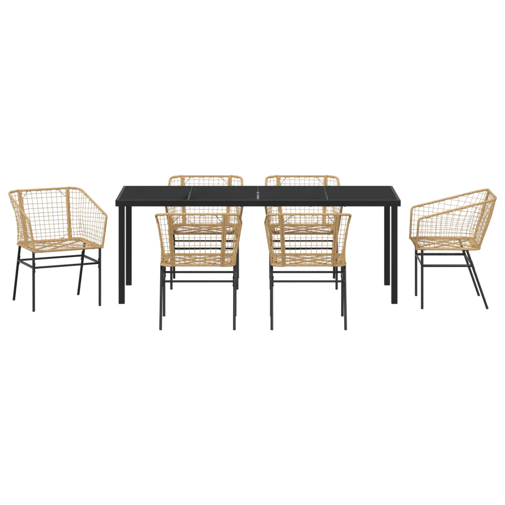 Set di Mobili da Pranzo da Giardino 7 Pezzi Marrone Polyrattan