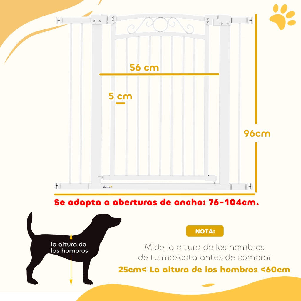Barriera per Cani Porta con Larghezza Regolabile 76-104 cm ¨C zephmum ¨C Bianco