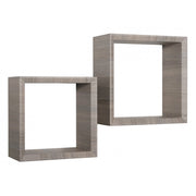 Set di 2 Mensole da Muro, Cubi Arredo, Mensole Cubo, Cubi da Parete, Cubi Portaoggetti, Rovere Moka 35x35 p15,5 cm, e 30x30 p15,5 cm - Ginevra