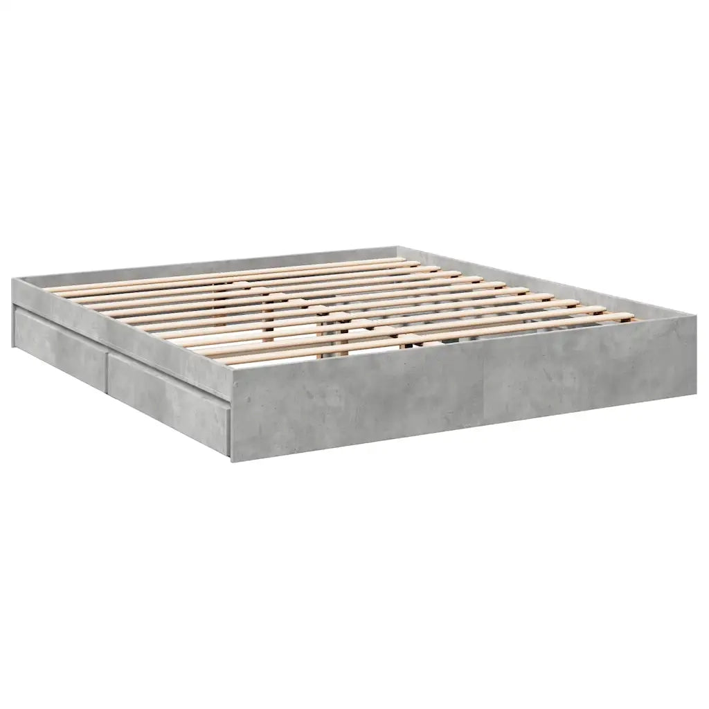 Giroletto Cassetti-Struttura Letto con contenitore Grigio Cemento 180x200 cm Legno Multistrato 461130