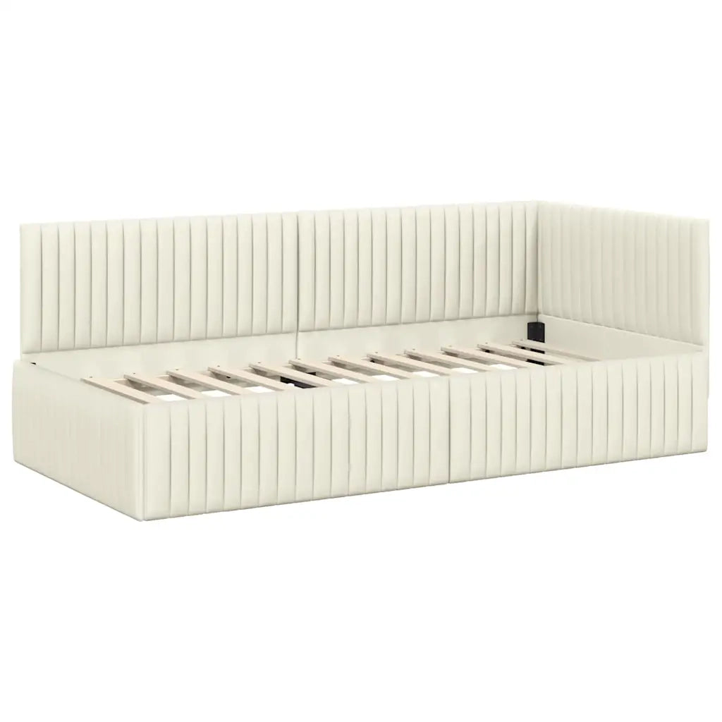Struttura Letto Angolare con Materasso 2 pcs Crema Velluto 3393815