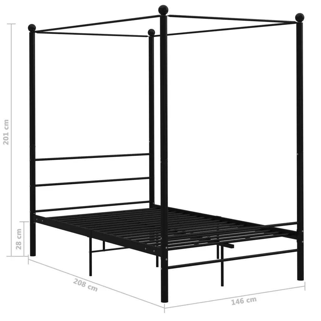Letto a Baldacchino Nero in Metallo 140x200 cm 325060