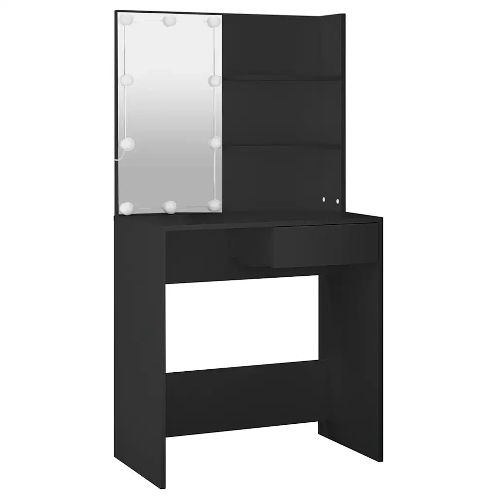 Toeletta | Tavolo da Trucco con LED Nera 74,5x40x141 cm