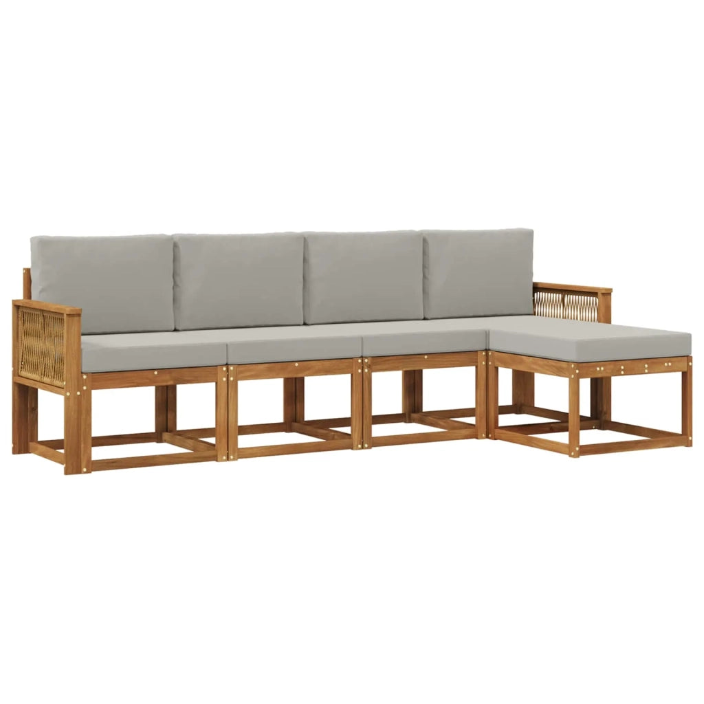 Set di divani da esterno 5 pz Naturale e Grigio Chiaro 3385137
