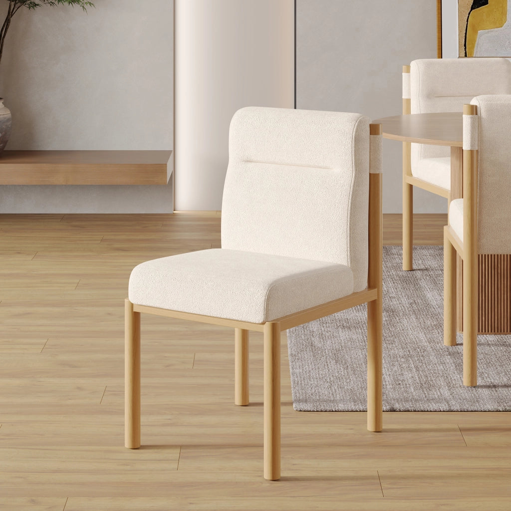 Sedie da pranzo set 4 pezzi con seduta imbottita e schienale in sherpa, metallo beige, design minimalista scandinavo