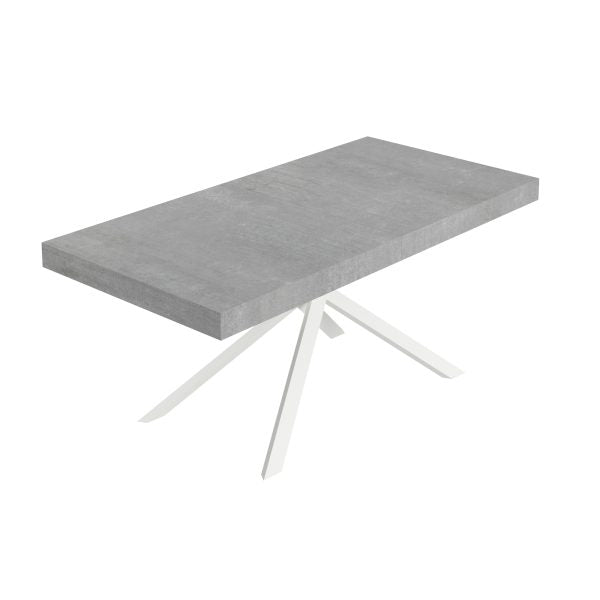 Tavolo Allungabile 200-460x90x77 cm Niket Cemento Gambe Bianche