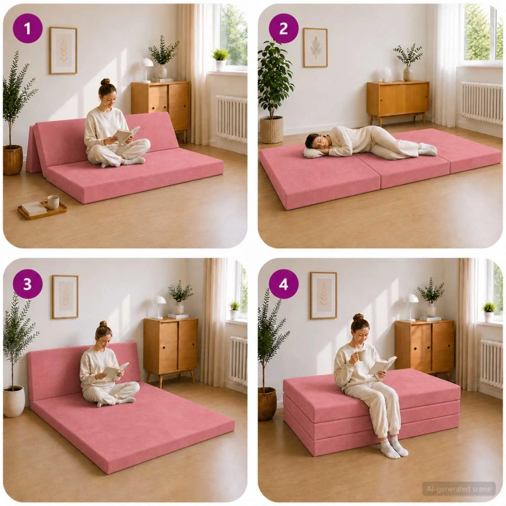 Divano Letto Pieghevole 140 x 67 x 45 cm Rosa 900230