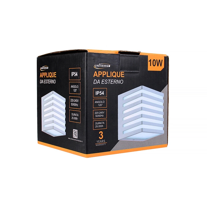 APPLIQUE LED CUBO DA ESTERNO IP54 IN ALLUMINIO BIANCO ILLUMINAZIONE NATURALE 4000K - IDEALE PER GIARDINI E FACCIATE
