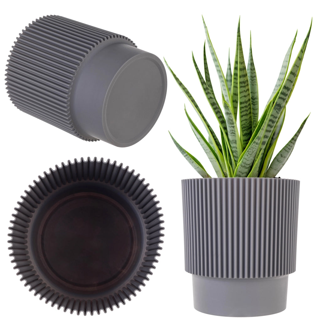 Vaso da fiori KADAX 15 cm, copertura per piante, vaso da fiori in plastica grigia