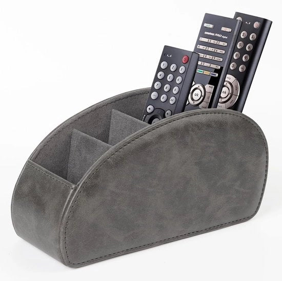 Regista per telecomando, con 5 tasche Adatto per TV, DVD, 4KG grande contenitore Adatto per telecomando a stecchi e luce blu, contenitore per telecomando, contenitore per penne, S-grigio