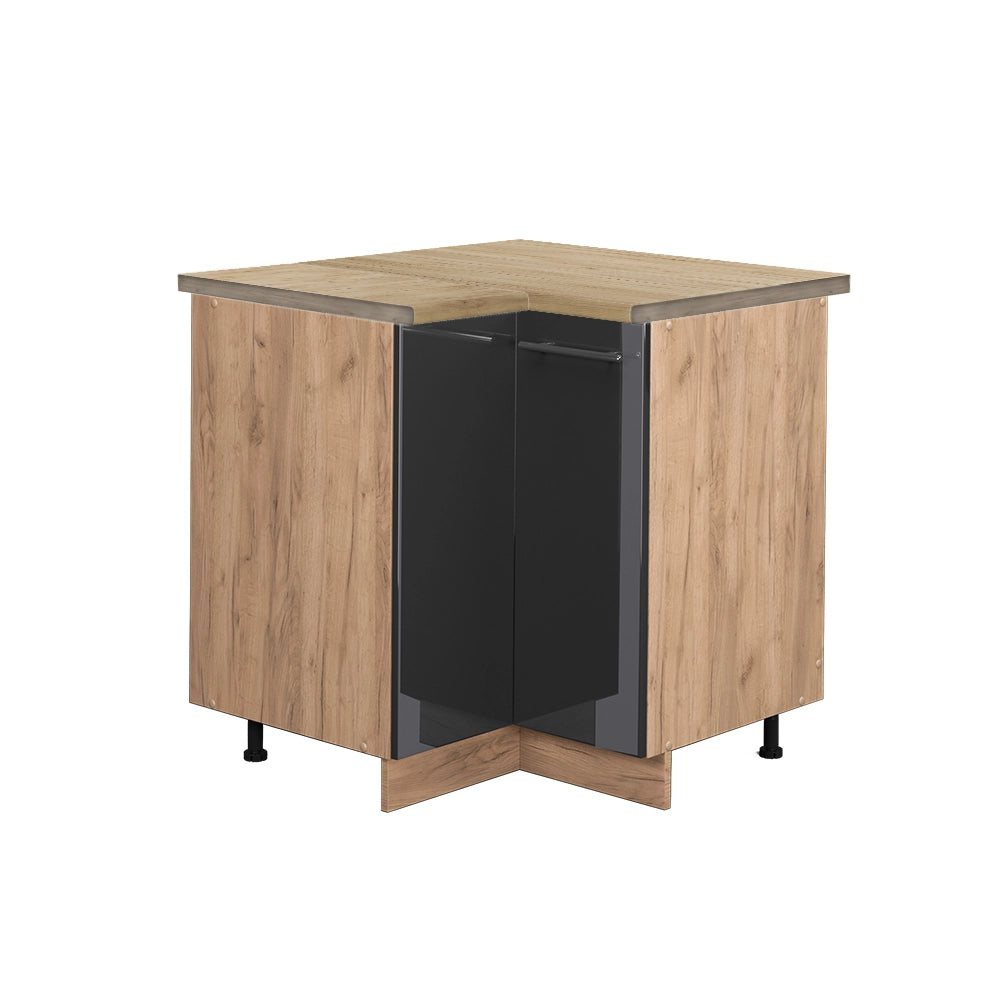 Mobile ad angolo cucina Fame-Line Antracite lucido/Rovere dorato 80.5 cm, PL Rovere Vicco