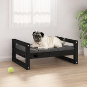 Cuccia per Cani Nera 65,5x50,5x28cm in Legno Massello di Pino 821476