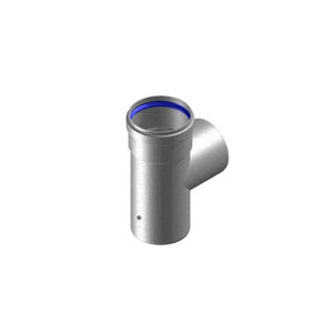 Tee in alluminio pressofuso l 186 mm d80 m-m-f per intubamento canne fumarie