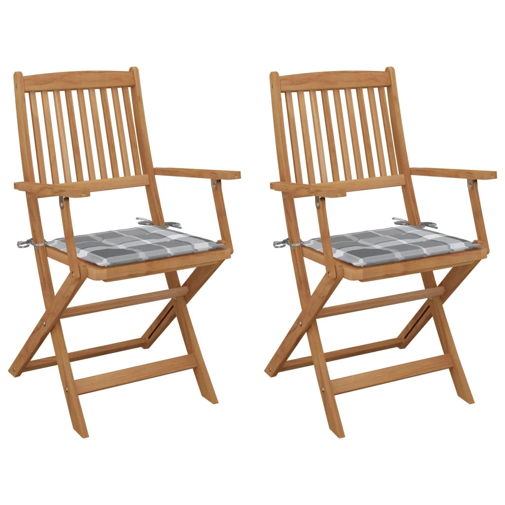 Sedie da Giardino Pieghevoli 2 pz con Cuscini Massello Acacia cod mxl 24009