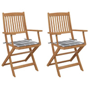 Sedie da Giardino Pieghevoli 2 pz con Cuscini Massello Acacia cod mxl 24009