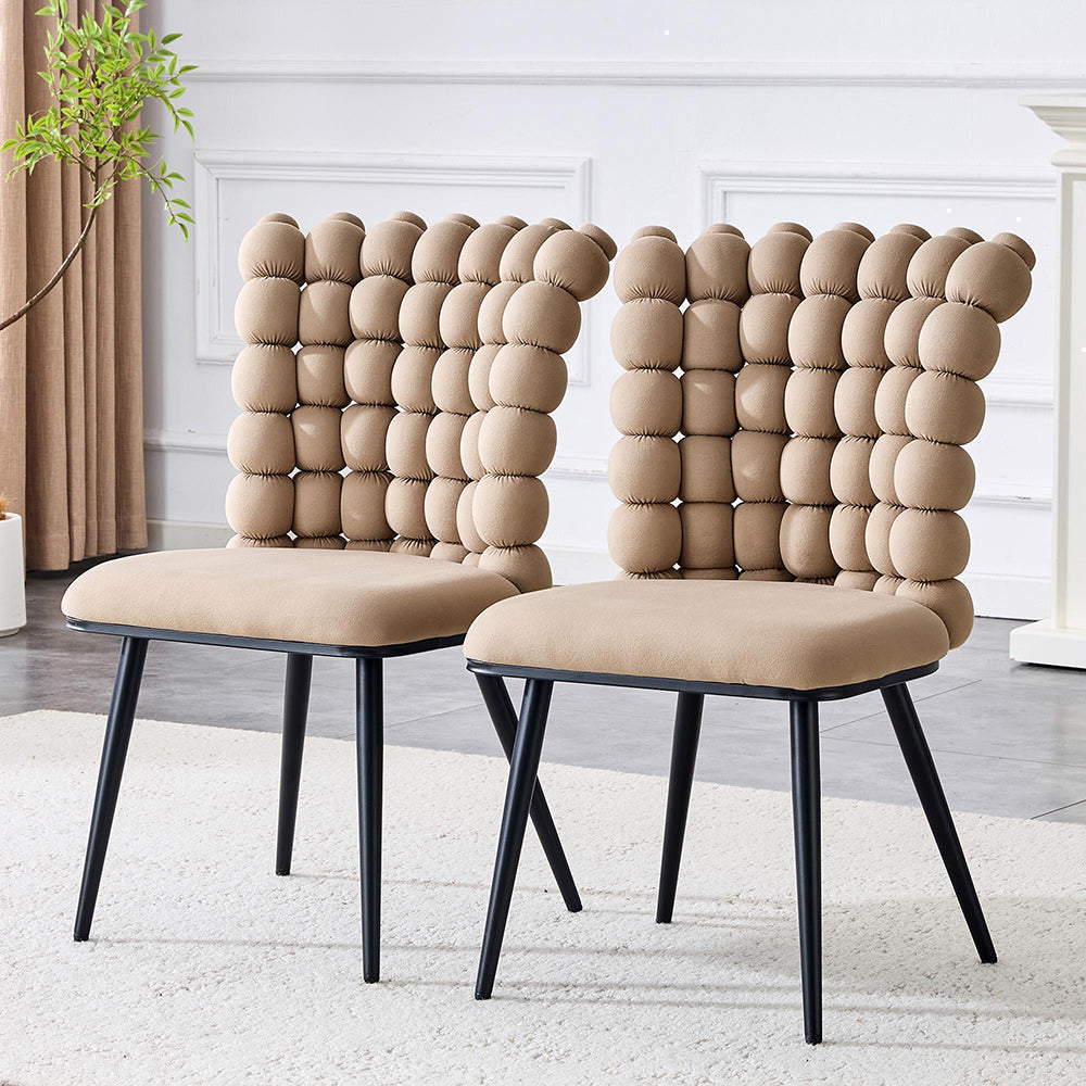 Set 2 sedie da pranzo - Xylo - velluto camel gambe nere