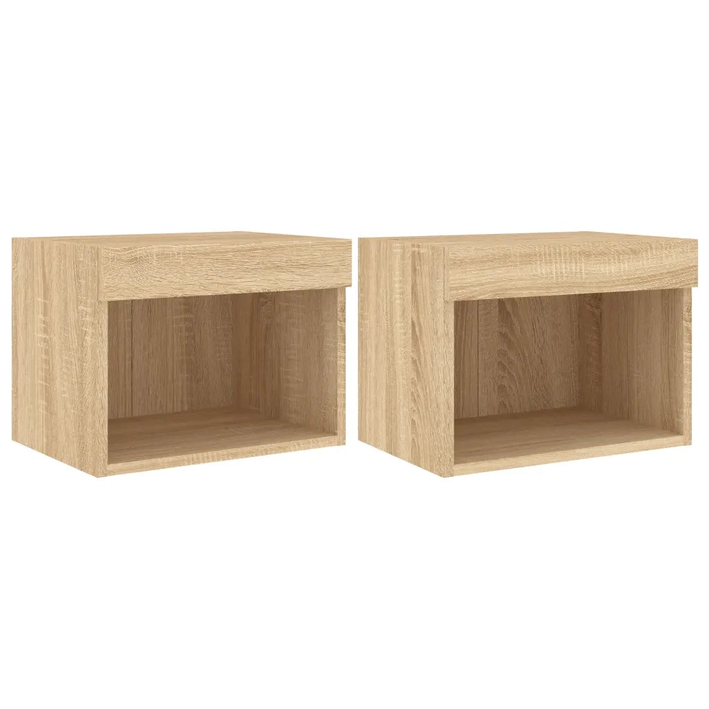 Comodini con Luci LED a Parete 2pz Rovere Sonoma 837118